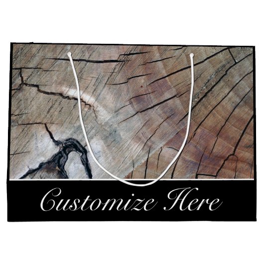 Personalisierte rustikale hölzerne große geschenktüte (Rückseite)