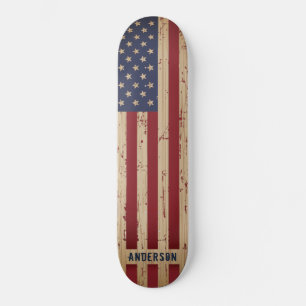 Personalisierte Rustikale Holzflagge Patriotische Skateboard