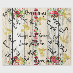 Personalisierte Rustikale Holzhühner Geschenkpapier