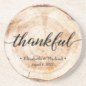 Personalisierte Rustikale Holzscheibe Glückliche H Getränkeuntersetzer (Vorne)