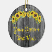 Personalisierte rustikale Holzsonnenblume, benutze Keramik Ornament (Links)