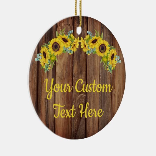 Personalisierte rustikale Holzsonnenblume, benutze Keramik Ornament (Rechts)
