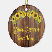 Personalisierte rustikale Holzsonnenblume, benutze Keramik Ornament (Links)