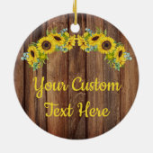 Personalisierte rustikale Holzsonnenblume, benutze Keramik Ornament (Hinten)