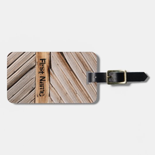 Personalisierte rustikale Holztür Gepäckanhänger (Vorderseite horizontal)