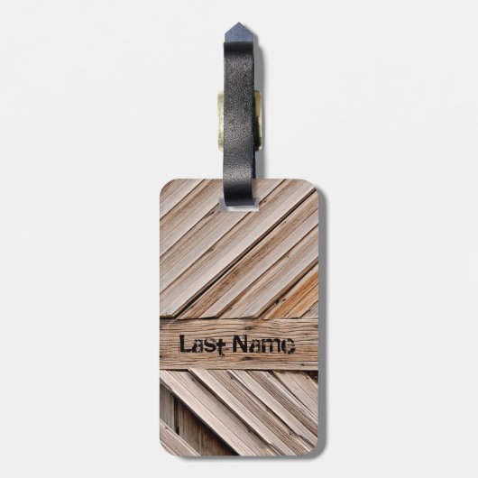 Personalisierte rustikale Holztür Gepäckanhänger (Rückseite vertikal)