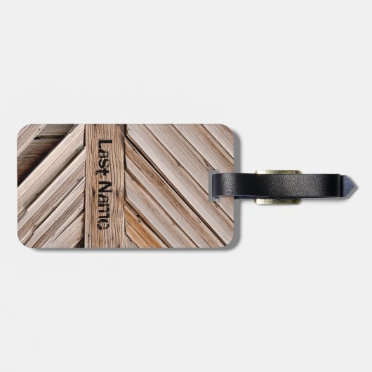 Personalisierte rustikale Holztür Gepäckanhänger (Rückseite horizontal)