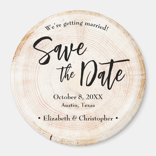 Personalisierte Rustikale HolzWedding Speichern Si Magnet (Vorne)