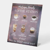 Personalisierte Rustikale Kaffeestation Sockelschild (Vorderseite)