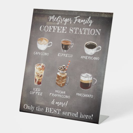 Personalisierte Rustikale Kaffeestation Sockelschild (Vorderseite)