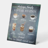 Personalisierte Rustikale Kaffeestation Sockelschild (Vorderseite)