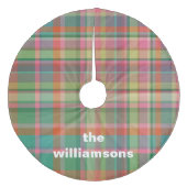 Personalisierte rustikale Karierte Familienname We Fleece Weihnachtsbaumdecke (Vorderseite)