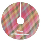 Personalisierte rustikale Karierte Familienname We Polyester Weihnachtsbaumdecke (Vorderseite)