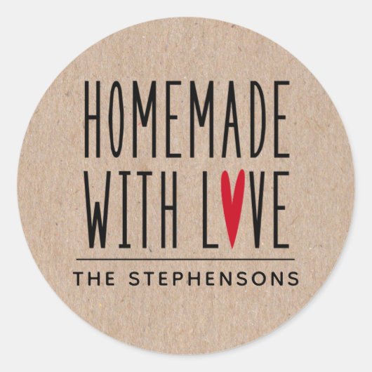 Personalisierte rustikale Kraft aus Liebe Runder Aufkleber (Vorderseite)