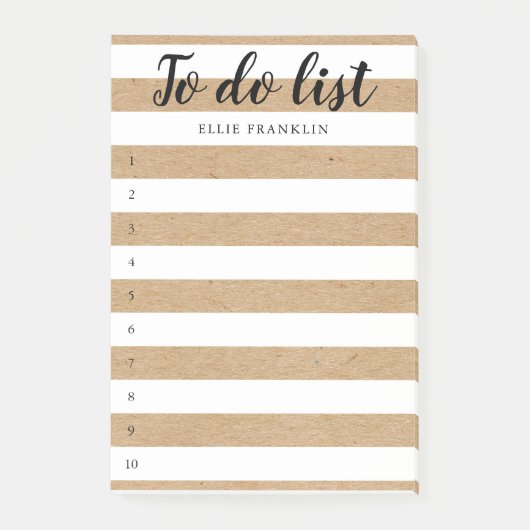 Personalisierte, rustikale Kraft-To-Do-Liste Post-it Klebezettel (Vorderseite)
