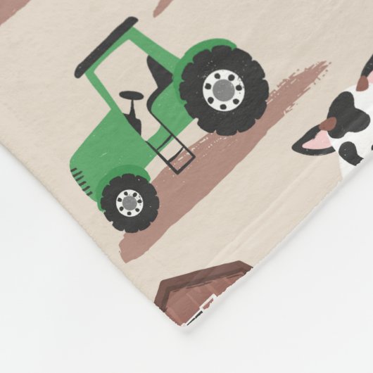 Personalisierte Rustikale Kuhfarm Tan und grüne Ki Fleecedecke (Ecke)