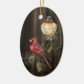 Personalisierte rustikale Laterne und Redbird Weih Keramik Ornament (Links)