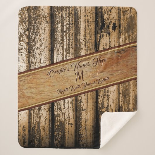 Personalisierte Rustikale Laufdecke, Hochzeitsgesc Sherpadecke (Vorderseite)