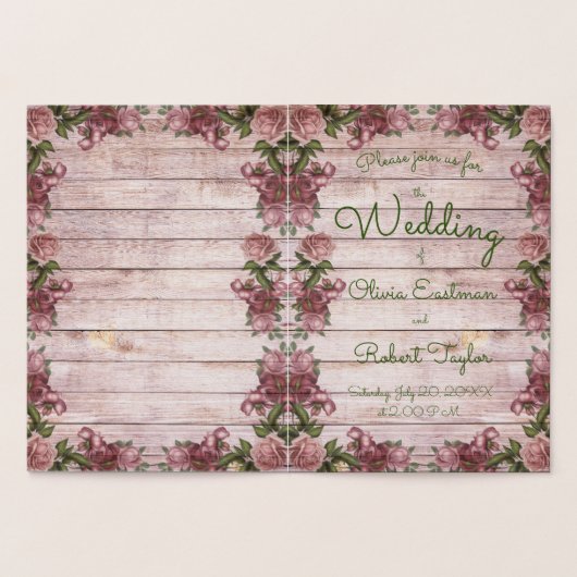 Personalisierte rustikale lila Rose Folienkarte (Innenseite)