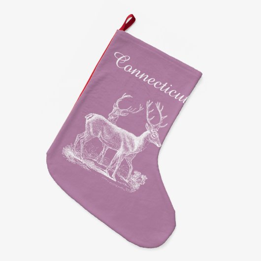 Personalisierte Rustikale Oper Mauve Rentier Weihn Großer Weihnachtsstrumpf (Vorderansicht (hängend))