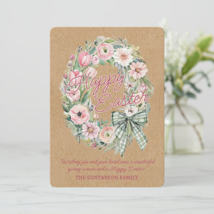 Personalisierte rustikale Oster-Blumenkarte - Rosa Feiertagskarte