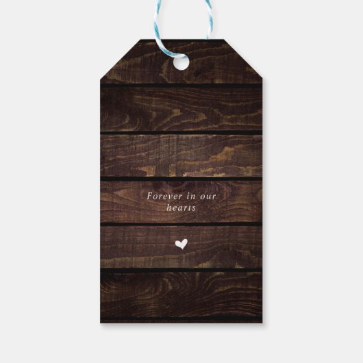 Personalisierte Rustikale Reben, dunkles Holz, Bee Geschenkanhänger (Rückseite)