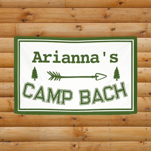 Personalisierte rustikale Retro Camp Bach Arrow gr Banner