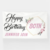 Personalisierte rustikale rosa Blume Geburtstag Banner (Horizontal)