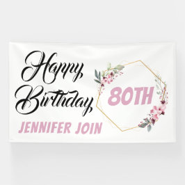 Personalisierte rustikale rosa Blume Geburtstag Banner
