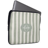Personalisierte Rustikale Salbeigrüne Gestreifte Laptopschutzhülle (Vorne Rechts)