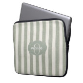 Personalisierte Rustikale Salbeigrüne Gestreifte Laptopschutzhülle (Vorderseite Links)