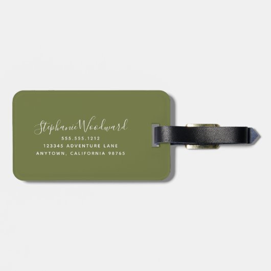 Personalisierte rustikale Sonnenblume, goldgrüne B Gepäckanhänger (Rückseite horizontal)