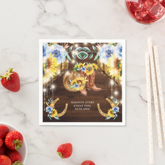 Personalisierte Rustikale Stiefel Blumenzellenleuc Serviette (Beispiel)