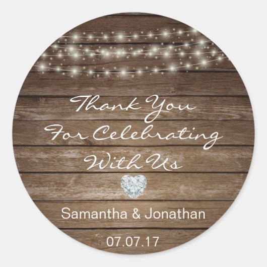 Personalisierte Rustikale Strandlichter Runder Aufkleber (Vorderseite)