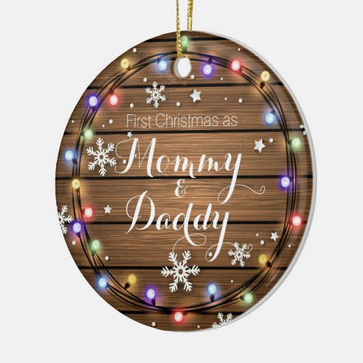 Personalisierte rustikale Stringlight Keramik Ornament (Links)