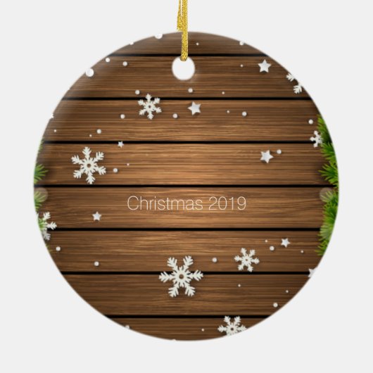 Personalisierte rustikale Stringlight Keramik Ornament (Hinten)