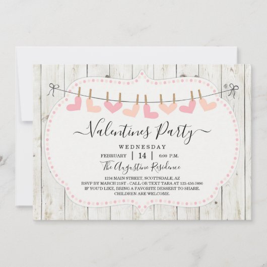 Personalisierte rustikale Valentinstag Party Einla Einladung (Vorderseite)