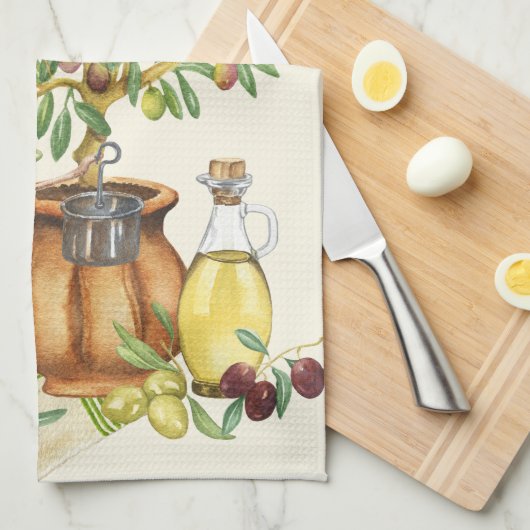 Personalisierte rustikale Wasserfarbe Geschirrtuch (Viertel Falte)