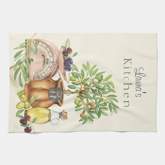 Personalisierte rustikale Wasserfarbe Geschirrtuch (Horizontal)