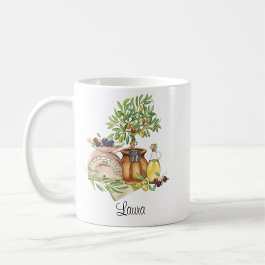 Personalisierte rustikale Wasserfarbe Kaffeetasse (Links)