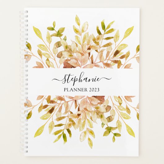 Personalisierte rustikale Wasserfarbe Planer (Vorderseite)