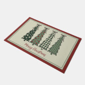 Personalisierte rustikale Weihnachtsbäume Fußmatte (Schrägansicht)