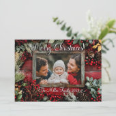 Personalisierte Rustikale Weihnachtsfotokarte Feiertagskarte (Stehend Vorderseite)