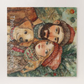 Personalisierte rustikale Weihnachtsgeschenke Puzzle (Horizontal)