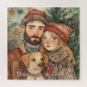 Personalisierte rustikale Weihnachtsgeschenke Puzzle (Vertikal)