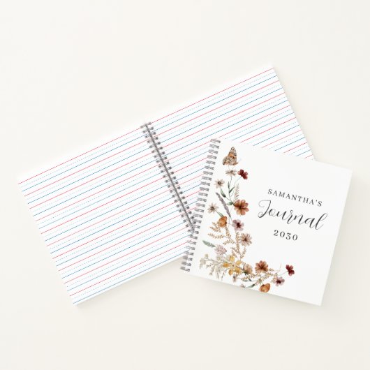 Personalisierte rustikale Wildblume Blumenschrift Notizblock (Innenseite)