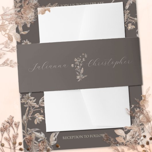 Personalisierte rustikale Wildblumen Hochzeit Einladungsbanderole