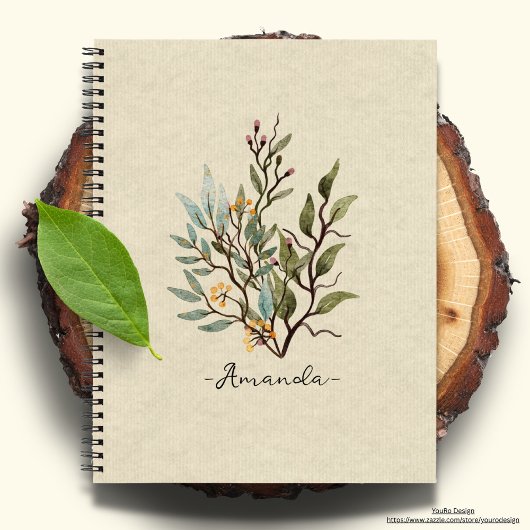 Personalisierte rustikale Wildblumen Notizblock