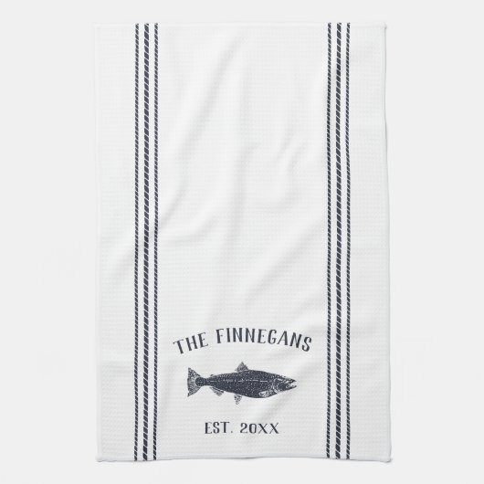 Personalisierte Rustikalfische Geschirrtuch (Vertikal)
