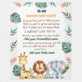 Personalisierte Safari Baby Blankets mit Nachricht Fleecedecke (Vorderseite)